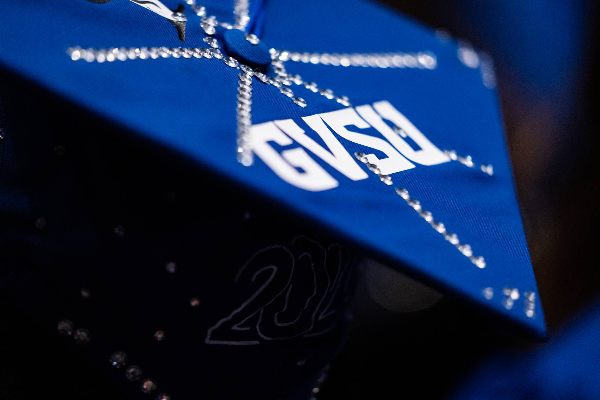 Decorated GVSU graduation cap.